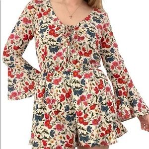 American Eagle Outfitters Floral Long Sleeved Romper XS